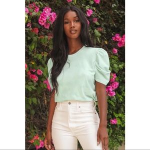 NWOT Mint Tie-Dye Puff Sleeve Tee